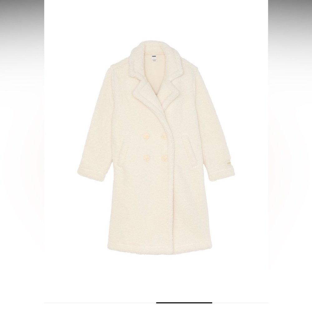 Pink Victoria’s Secret Plush Teddy Long Coat L
